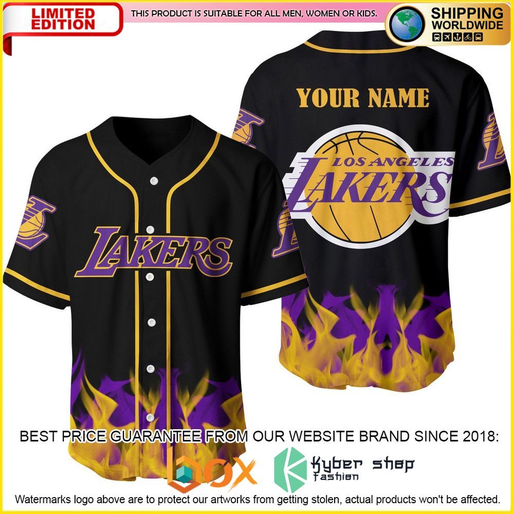 NEW Los Angeles Lakers Custom Name Premium Baseball Jersey 3