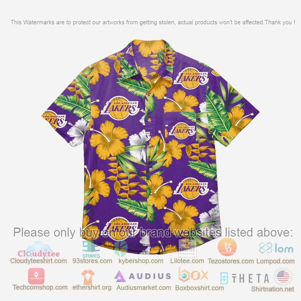 HOT Los Angeles Lakers Floral Button-Up Hawaii Shirt 1