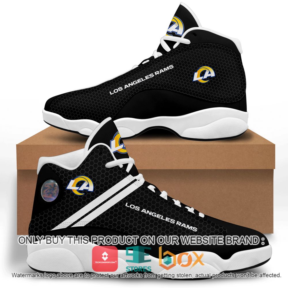 BEST Los Angeles Rams Black Air Jordan 13 Retro Shoes 4