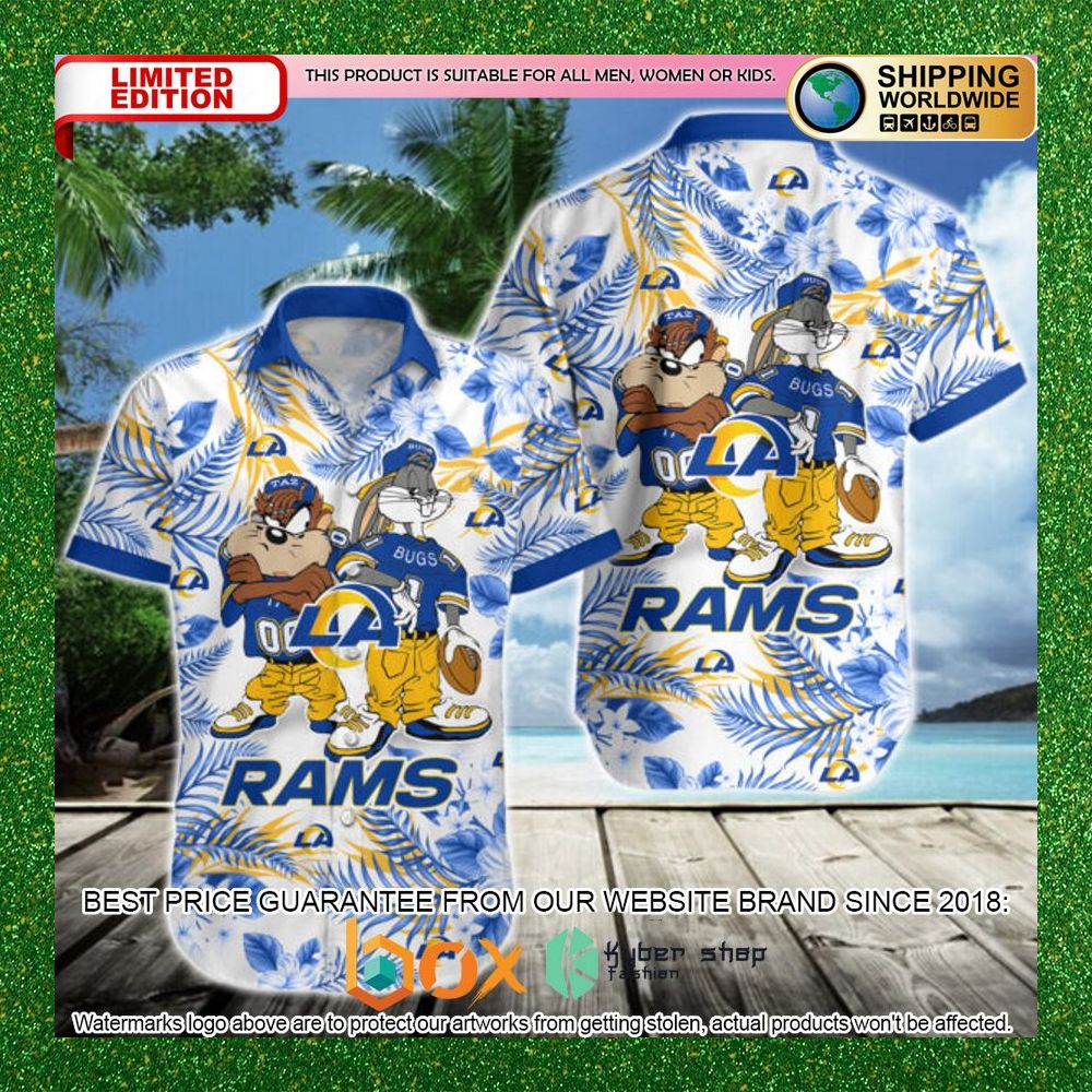 BEST Bugs Bunny Taz Los Angeles Rams Hawaii Shirt 6