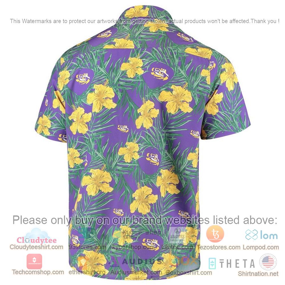 HOT LSU Tigers Purple Floral Button-Up Hawaii Shirt 3