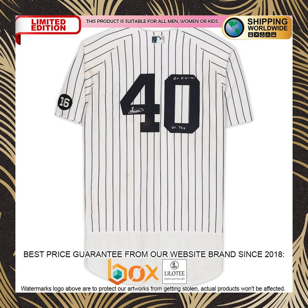 NEW Luis Severino New York Yankees Autographed & Inscribed GameUsed #40 vs. Texas Rangers Baseball Jersey 5