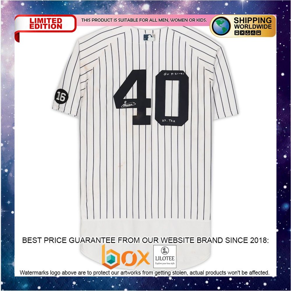 NEW Luis Severino New York Yankees Autographed & Inscribed GameUsed #40 vs. Texas Rangers Baseball Jersey 2