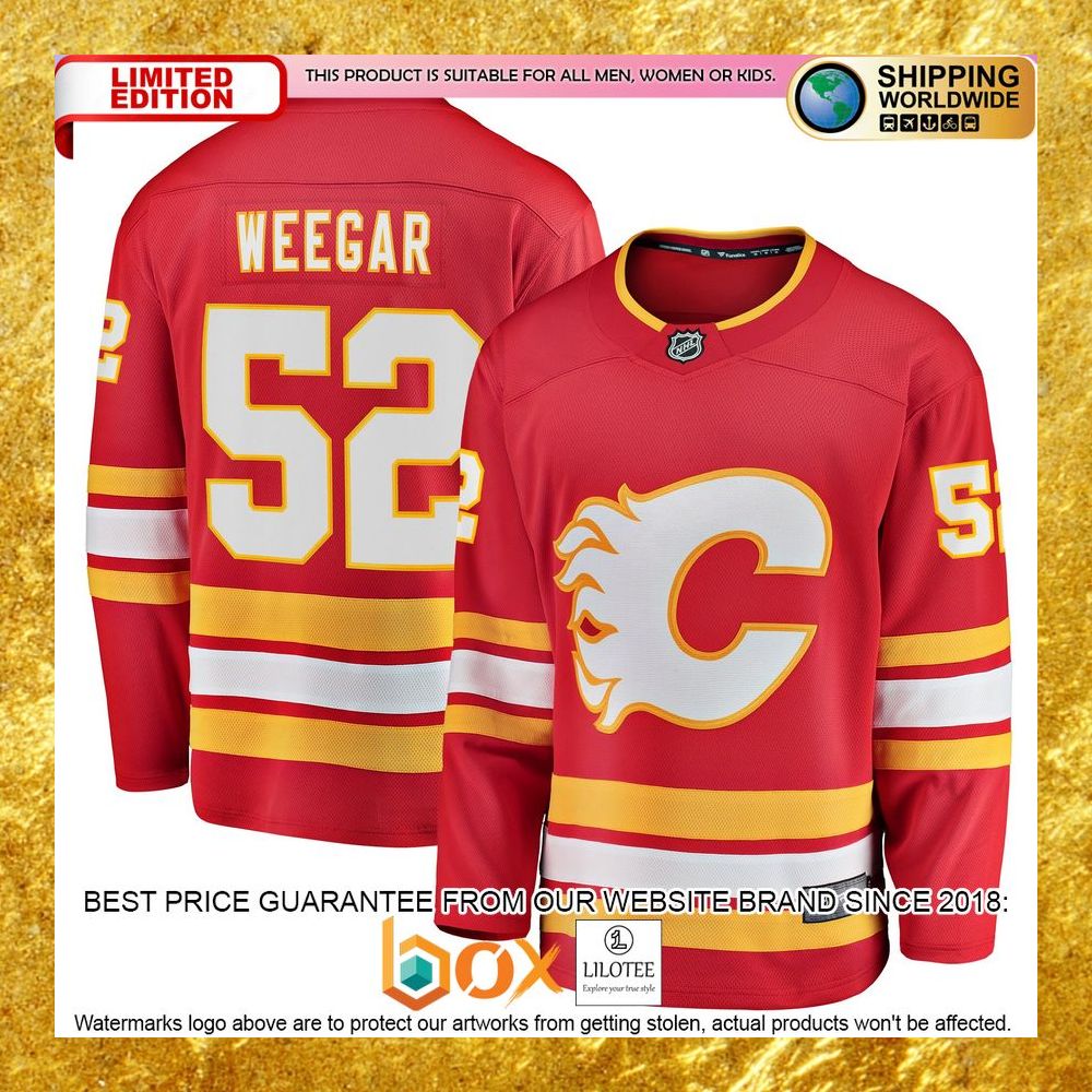 NEW MacKenzie Weegar Calgary Flames Home Player Red Hockey Jersey 5