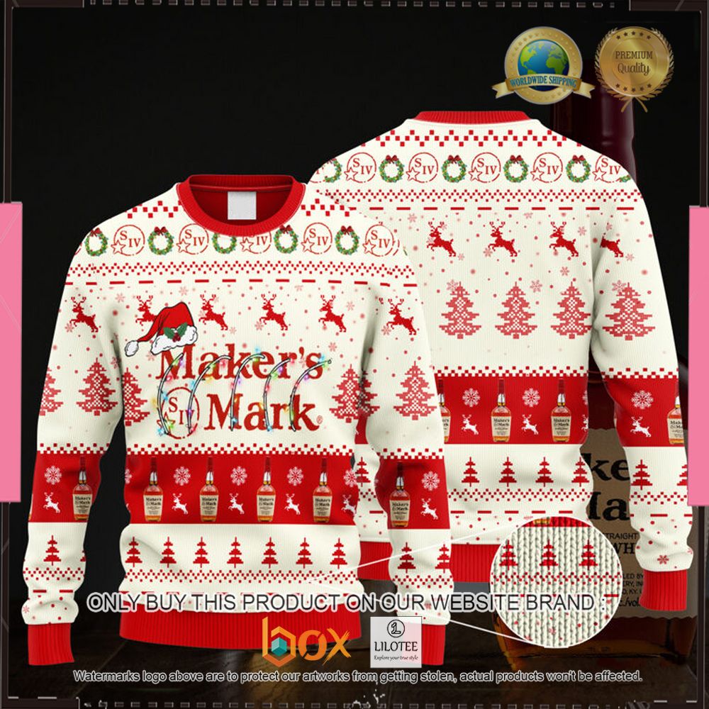 HOT Maker's Mark Santa Hat Christmas Sweater 8