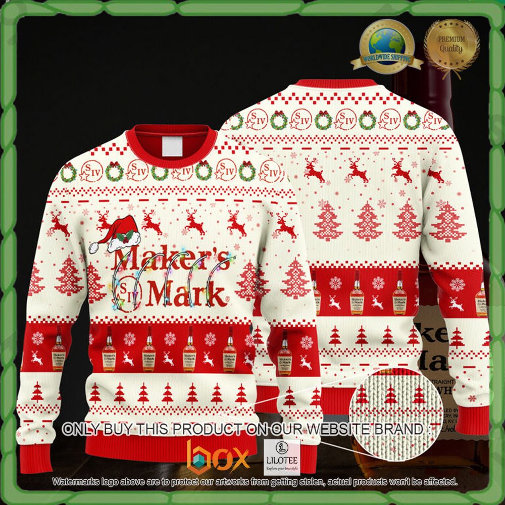 HOT Maker's Mark Santa Hat Christmas Sweater 4