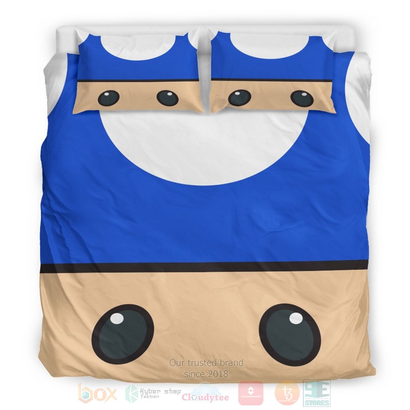 Mario Toad Blue Bedding Set 4