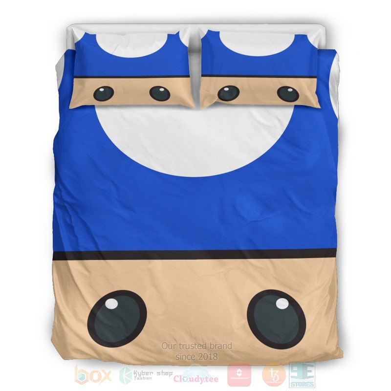 Mario Toad Blue Bedding Set 3