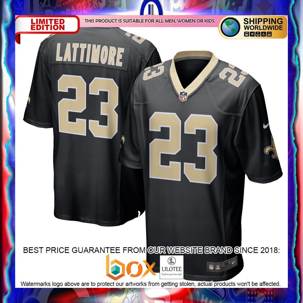 NEW Marshon Lattimore New Orleans Saints Black Football Jersey 27