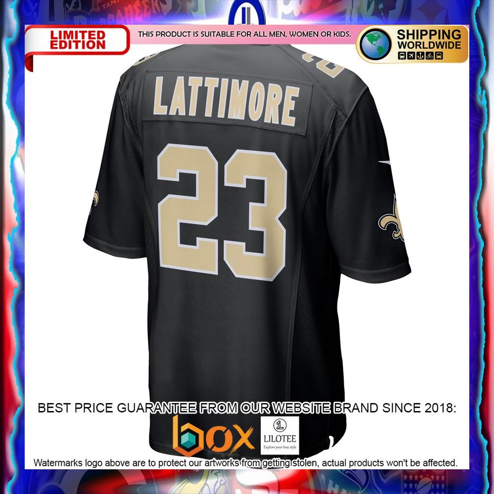 NEW Marshon Lattimore New Orleans Saints Black Football Jersey 12