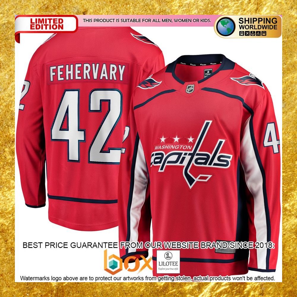 NEW Martin Fehervary Washington Capitals Home Player Red Hockey Jersey 8