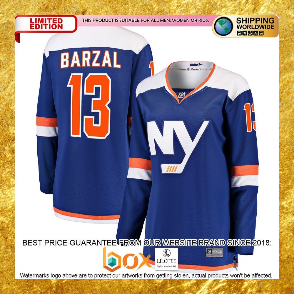 NEW Mathew Barzal New York Islanders Women's Alternate Blue Hockey Jersey 5