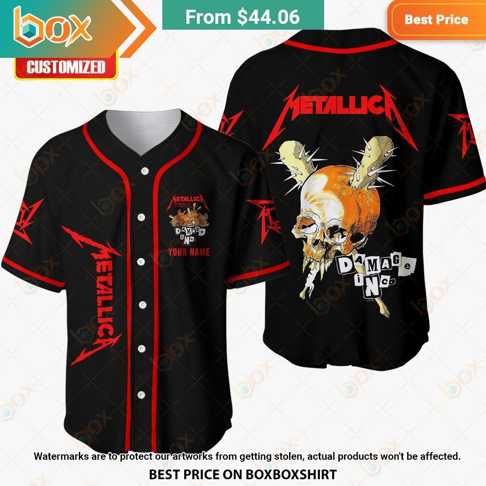 Metallica Damage, Inc, Custom Baseball Jersey 11