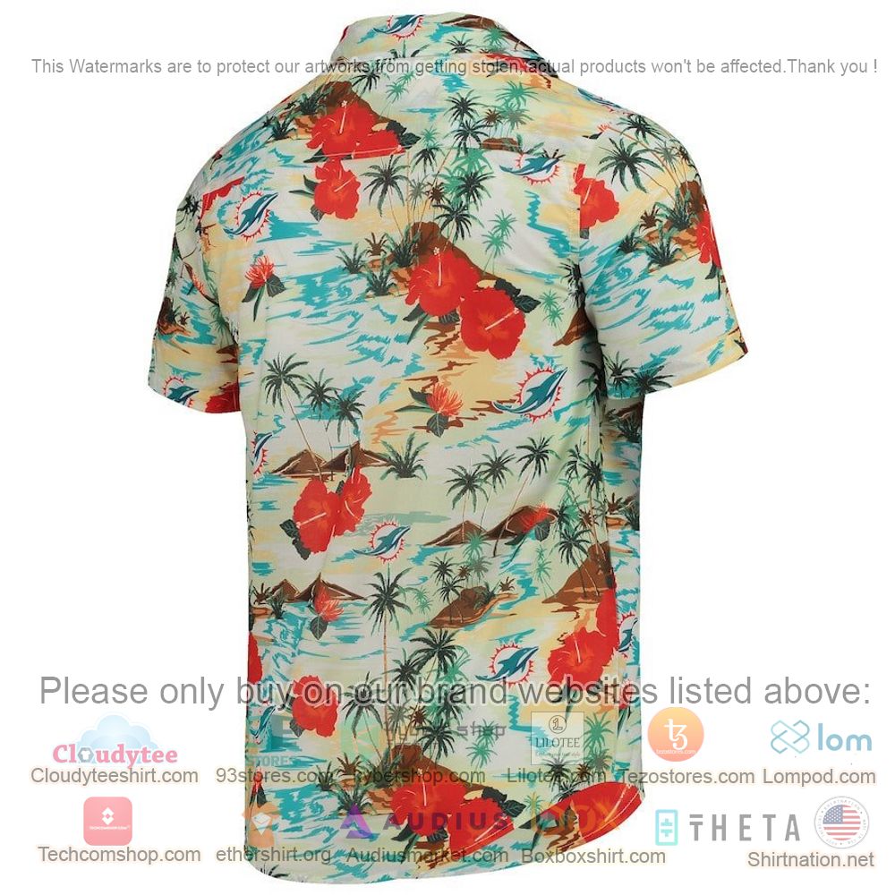 HOT Miami Dolphins Cream Floral Button-Up Hawaii Shirt 3