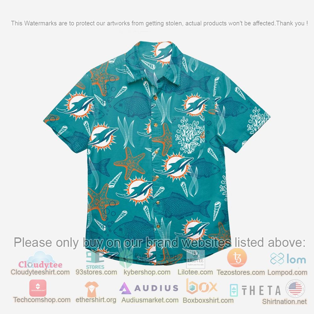 HOT Miami Dolphins Floral Button-Up Hawaii Shirt 1
