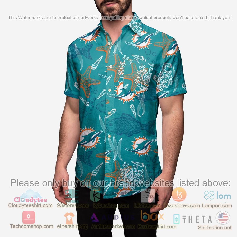 HOT Miami Dolphins Floral Button-Up Hawaii Shirt 2