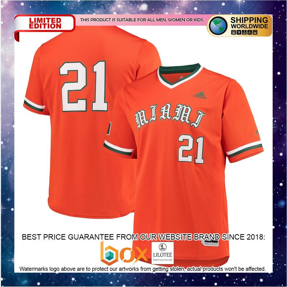 NEW Miami Hurricanes adidas Primegreen Orange Baseball Jersey 4