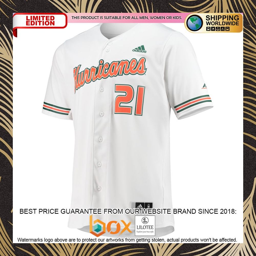 NEW Miami Hurricanes adidas Replica White Baseball Jersey 7