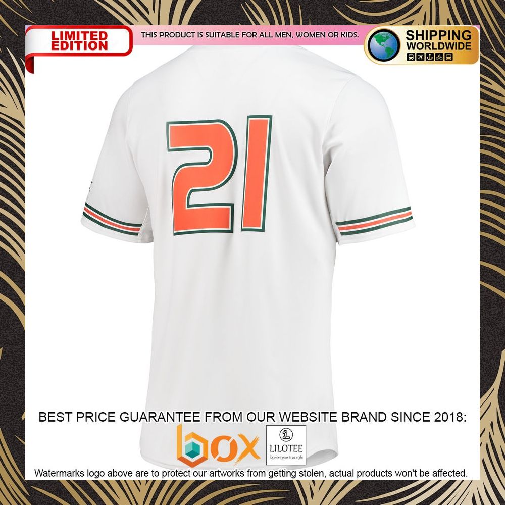 NEW Miami Hurricanes adidas Replica White Baseball Jersey 8