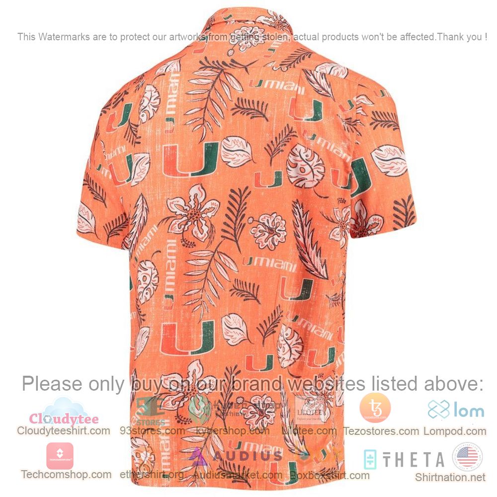 HOT Miami Hurricanes Orange Floral Button-Up Hawaii Shirt 3