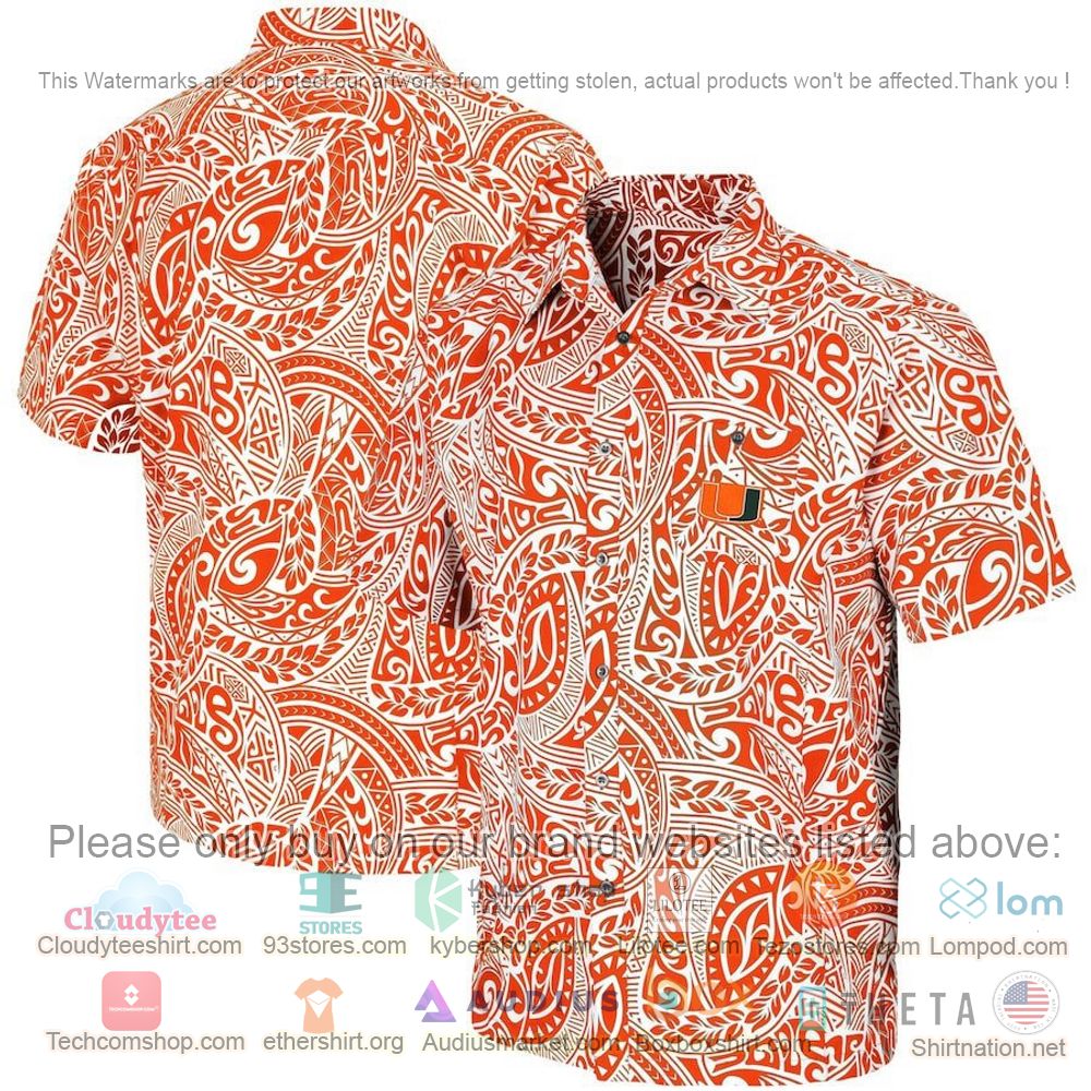 HOT Miami Hurricanes Orange Make Like A Tree Button-Up Hawaii Shirt 1