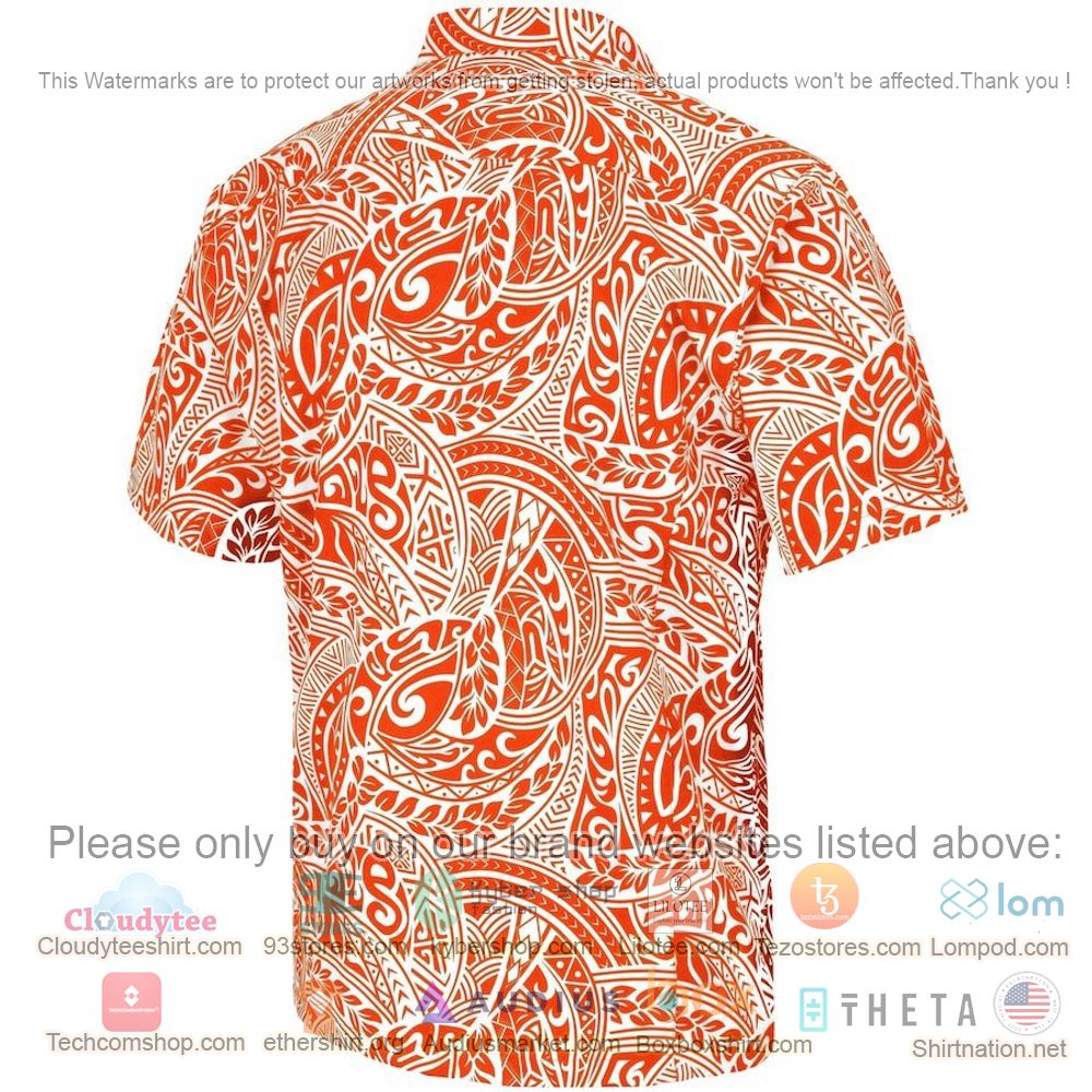 HOT Miami Hurricanes Orange Make Like A Tree Button-Up Hawaii Shirt 3