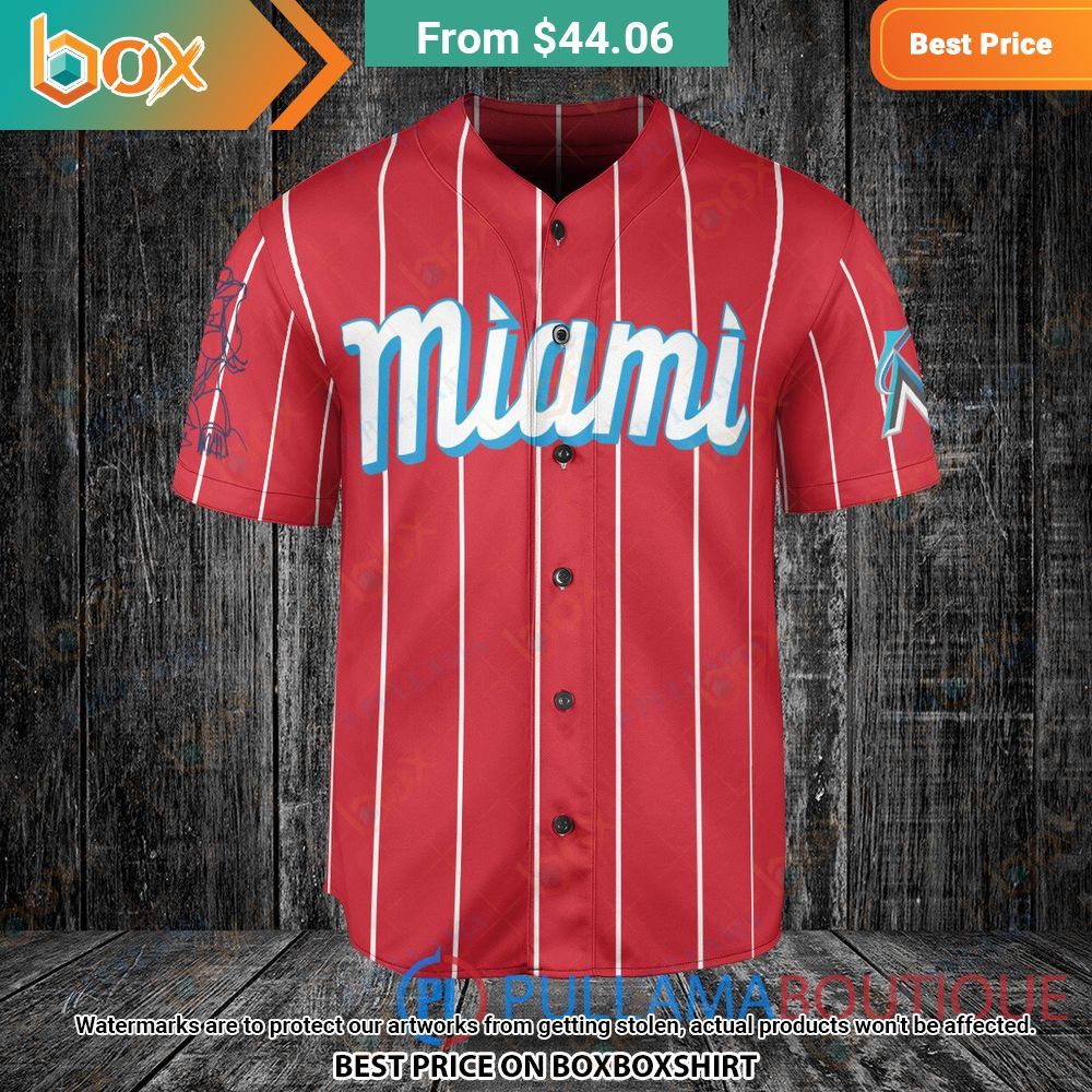 Miami Marlins Beyonce Red Baseball Jersey 4