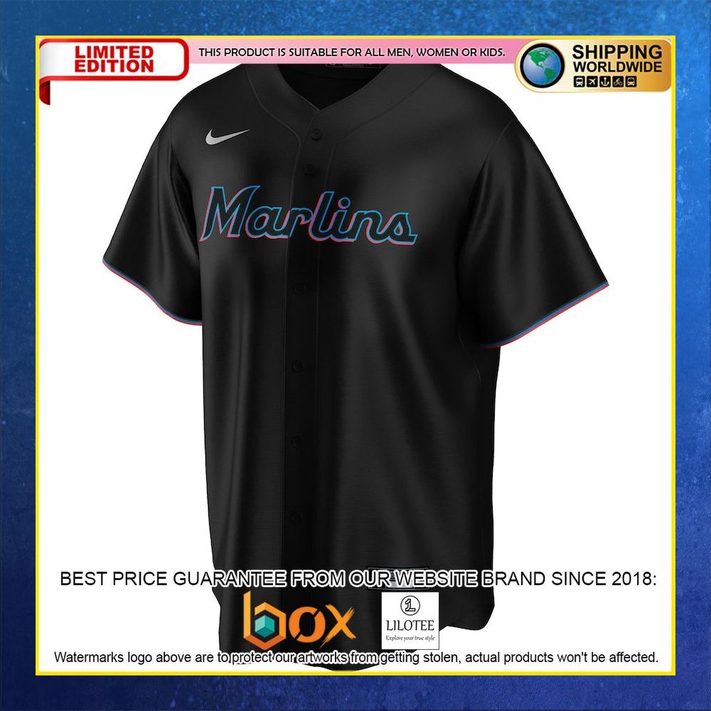 HOT Miami Marlins Custom Name Number Black Baseball Jersey Shirt 4