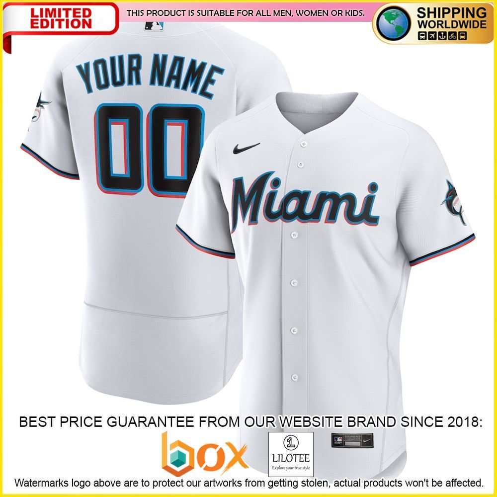 HOT Miami Marlins Custom Name Number White Baseball Jersey Shirt 1