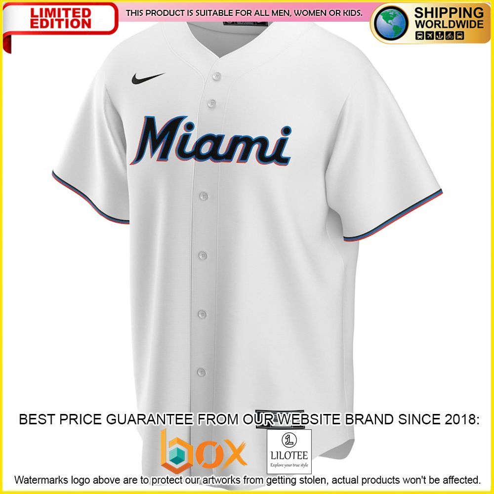 HOT Miami Marlins Team Custom Name Number White Baseball Jersey Shirt 2