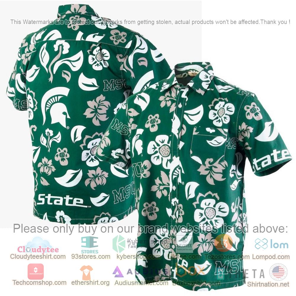 HOT Michigan State Spartans Floral Button-Up Hawaii Shirt 1