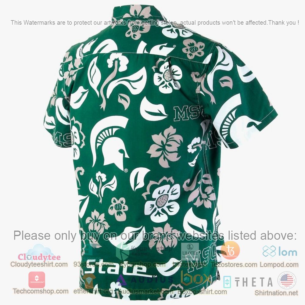HOT Michigan State Spartans Floral Button-Up Hawaii Shirt 3