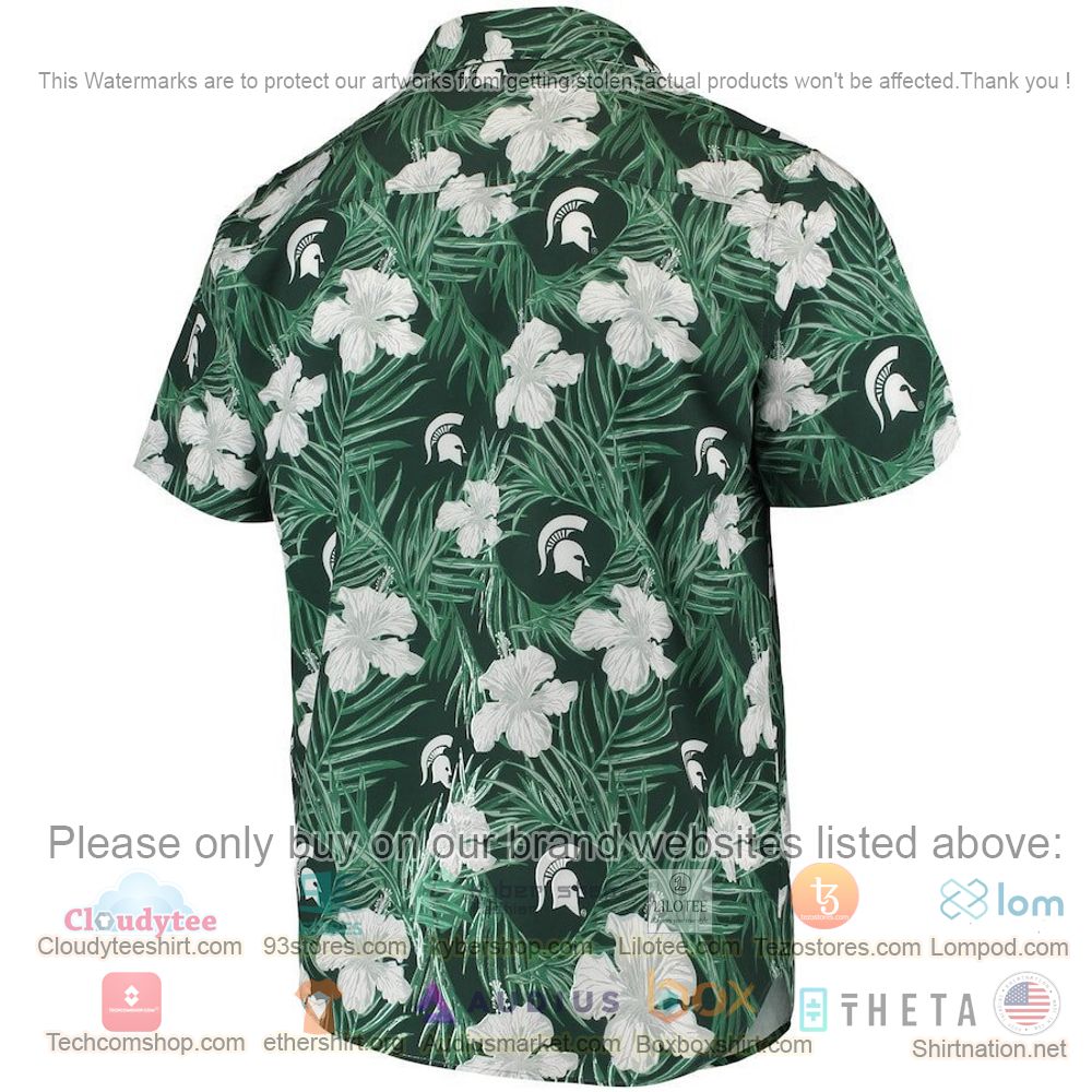 HOT Michigan State Spartans Green Floral Button-Up Hawaii Shirt 3