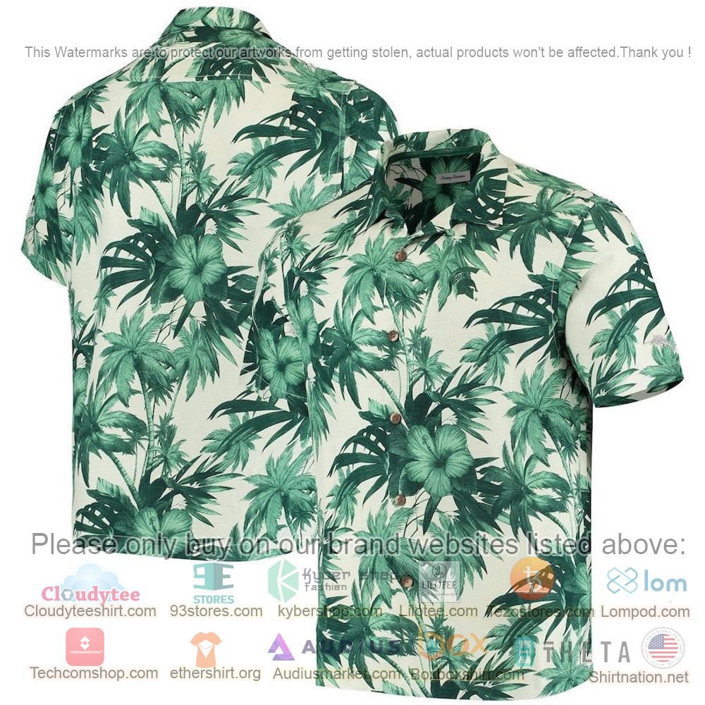 HOT Michigan State Spartans Green Harbor Island Hibiscus Button-Up Hawaii Shirt 1