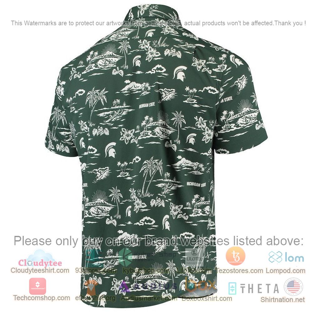 HOT Michigan State Spartans Green Button-Up Hawaii Shirt 3