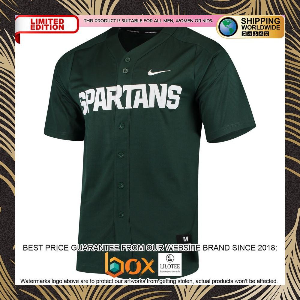 NEW Michigan State Spartans Vapor Untouchable Elite Full-Button Replica Green Baseball Jersey 6