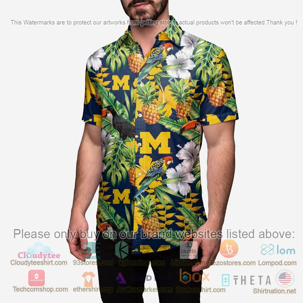 HOT Michigan Wolverines Floral Button-Up Hawaii Shirt 2