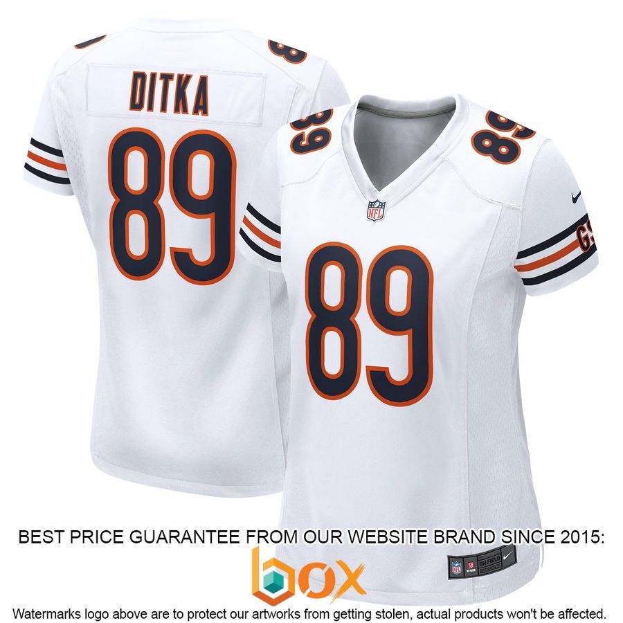 NEW Mike Ditka Chicago Bears Women's Retired White Football Jersey 15