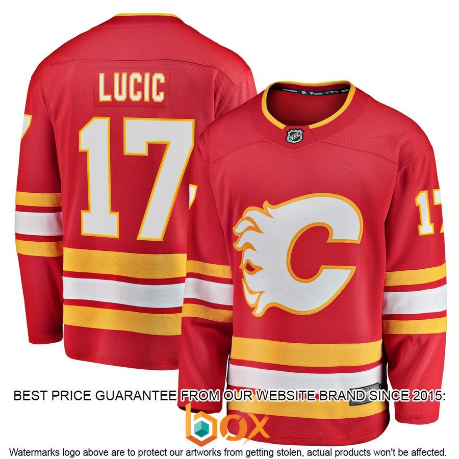 NEW Milan Lucic Calgary Flames Home Player Red Hockey Jersey 1