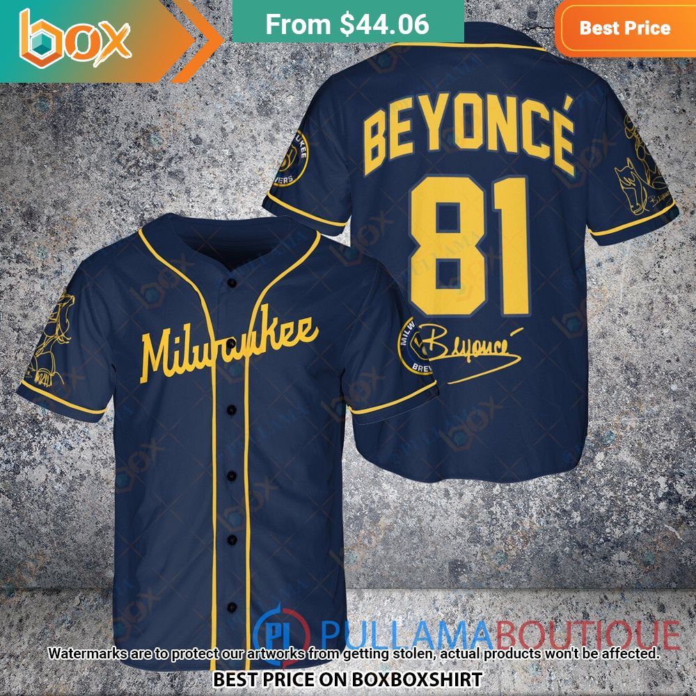 Milwaukee Brewers Beyonce Navy Baseball Jersey 1