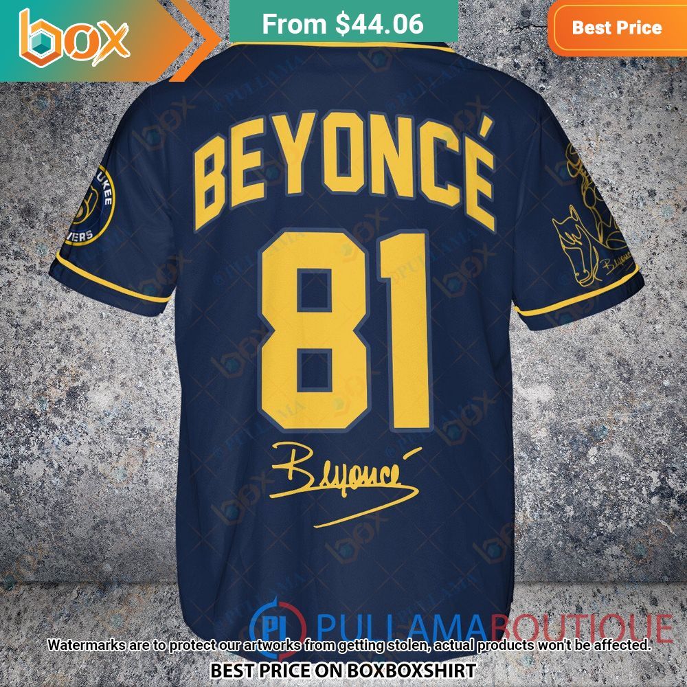 Milwaukee Brewers Beyonce Navy Baseball Jersey 10