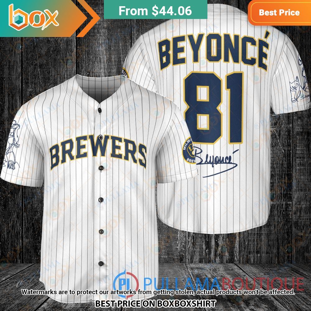 Milwaukee Brewers Beyonce White Baseball Jersey 7