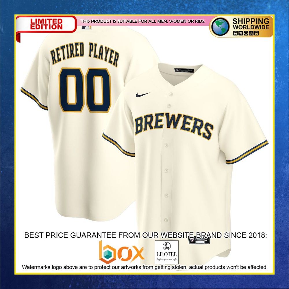 HOT Milwaukee Brewers MLB Cream Baseball Jersey Shirt 4