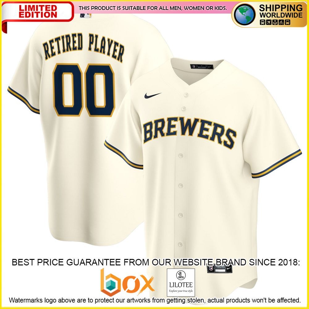 HOT Milwaukee Brewers MLB Cream Baseball Jersey Shirt 1