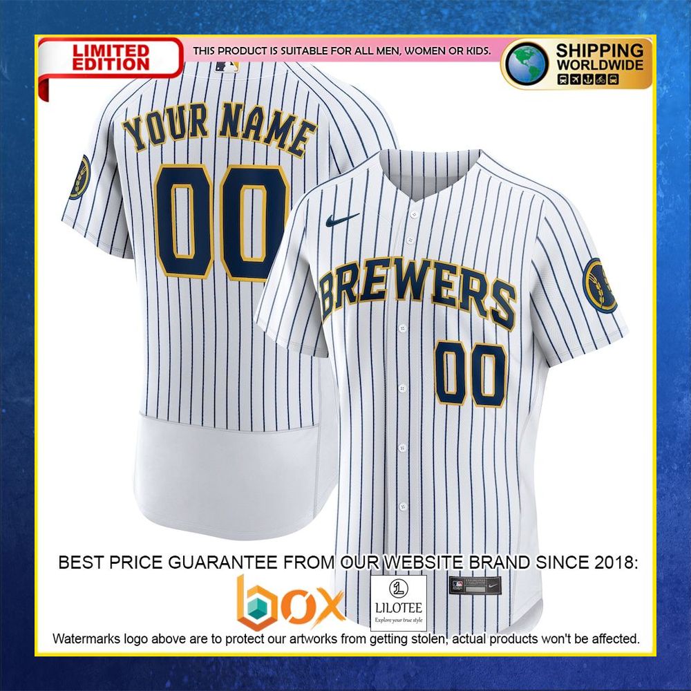 HOT Milwaukee Brewers Custom Name Number White Baseball Jersey Shirt 4