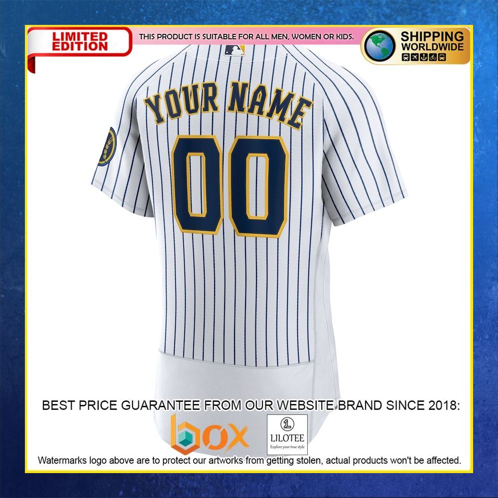 HOT Milwaukee Brewers Custom Name Number White Baseball Jersey Shirt 6