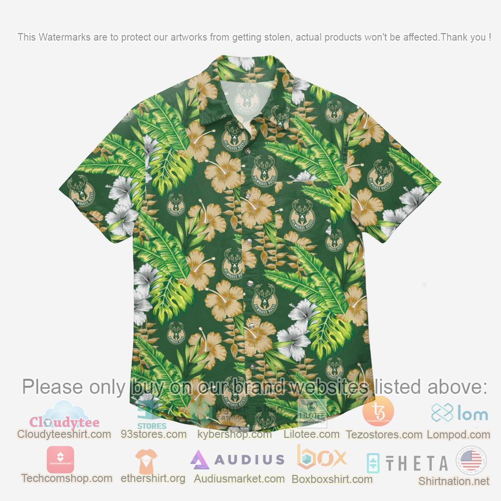 HOT Milwaukee Bucks Floral Button-Up Hawaii Shirt 1