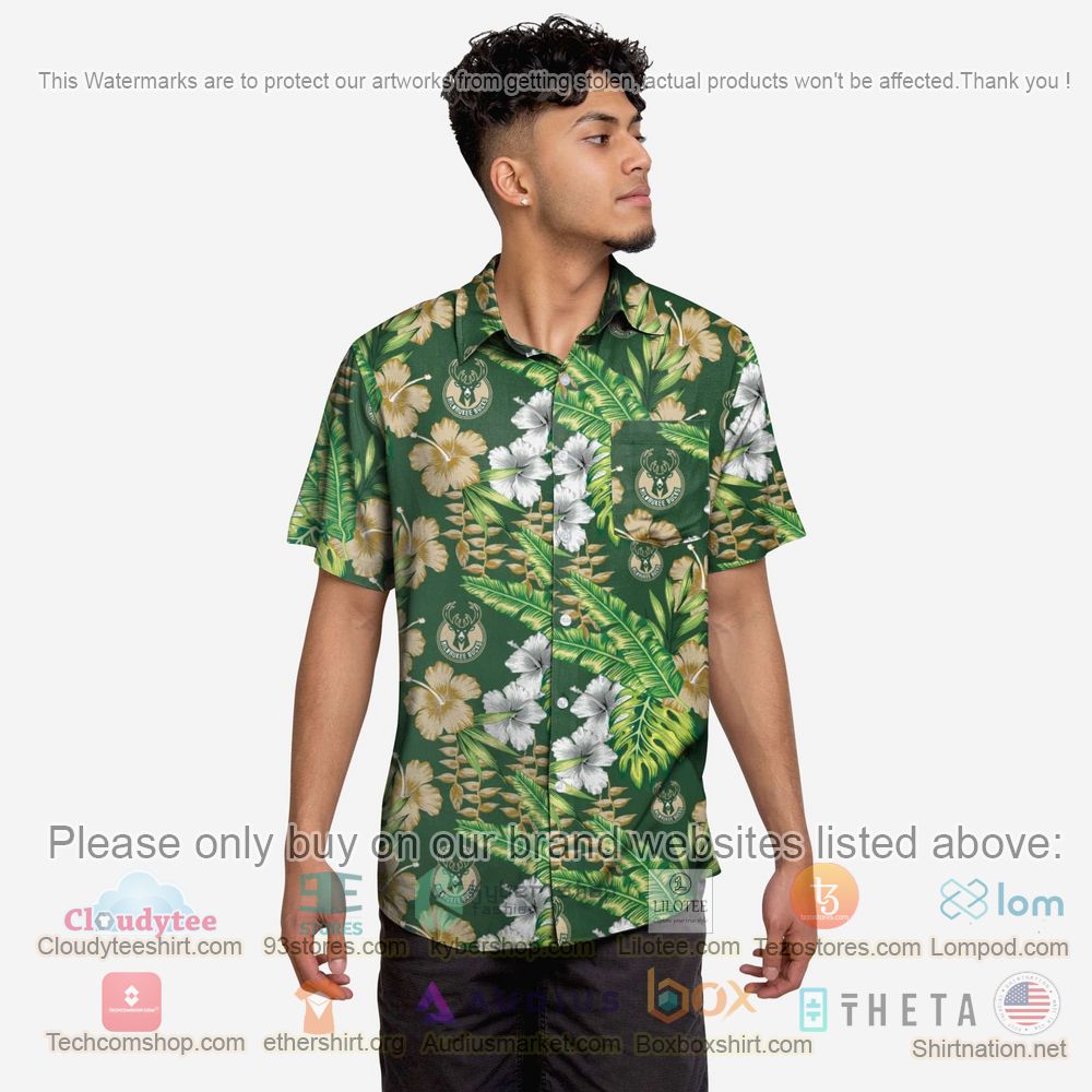 HOT Milwaukee Bucks Floral Button-Up Hawaii Shirt 2