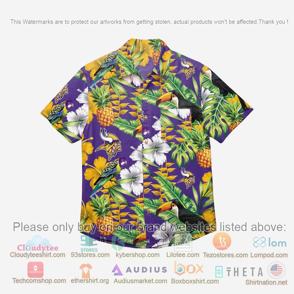 HOT Minnesota Vikings Floral Button-Up Hawaii Shirt 1