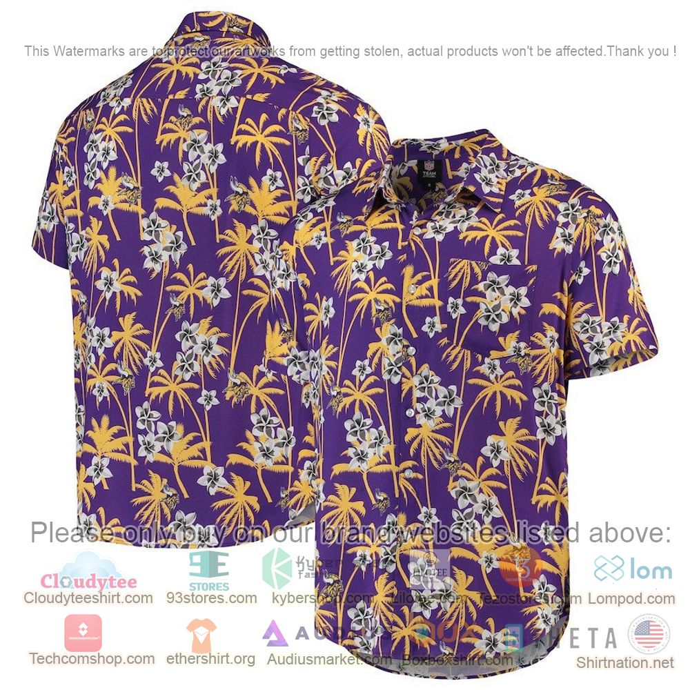 HOT Minnesota Vikings Purple Floral Button-Up Hawaii Shirt 1